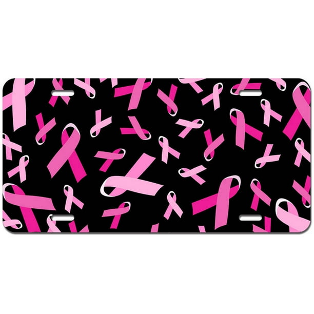 Breast Cancer Awareness Ribbon Novelty Metal Vanity License Tag Plate