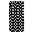 thumbnail image 1 of DistinctInk Clear Shockproof Hybrid Case for iPhone XR (6.1" Screen) - TPU Bumper, Acrylic Back, Tempered Glass Screen Protector - Black White Moroccan Lattice, 1 of 5