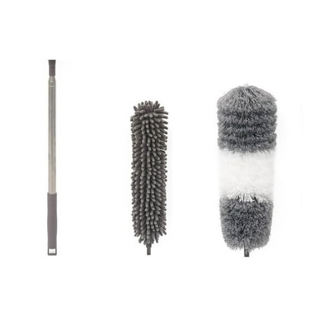 

greenhome 1 Set Multifunctional Ergonomic Cleaning Brush Metal Practical Retractable Handle Dust Brush for Home