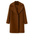 thumbnail image 1 of Heiheiup Women Winter Wool Blend Mid Long Coat Notch Double Lapel Jacket Outwear, 1 of 6