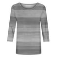 thumbnail image 4 of Women Crew Neck T Shirts Casual 3/4 Sleeve Gradient Print Loose Fitted Blouses 2025 Going Out Clothes, 4 of 4