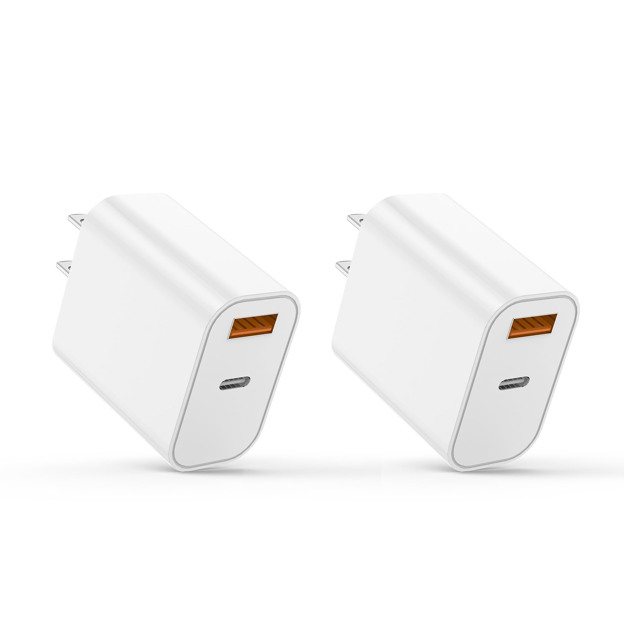 2 Pack 20W USB-C & USB-A Wall Charger,Fast Charging,Compatible with iPhone, iPad, AirPods, Samsung Galaxy, Note, Pixel & More