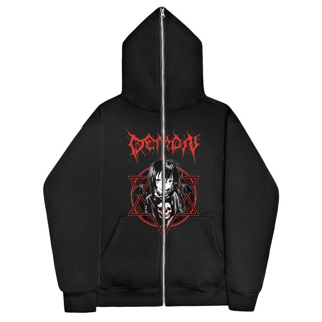 Sudaderas Y2K de chica oscura europea y americana para hombres y mujeres, sudaderas con capucha góticas para parejas, sudadera de Cremallera larga Harajuku
