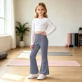 thumbnail image 7 of BXJX Girls Leggings 2 Pieces, Elastic Waist Sports Stretchy Slim Base Layer Flare Pants Gray Size 6-7 T, 7 of 7