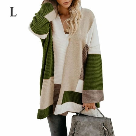

BESTHUA Casual Knitted Cardigan Geometric Mixed Color Sweater for Girls