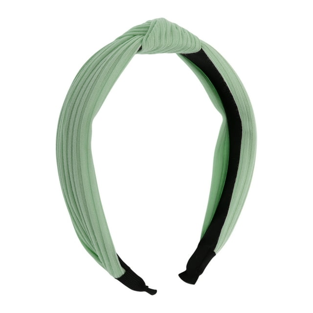 Diadema de Nudo de Algodón Texturizado Único para Mujeres, Banda Suave para el Cabello, Altura de 1.3 Pulgadas, Verde