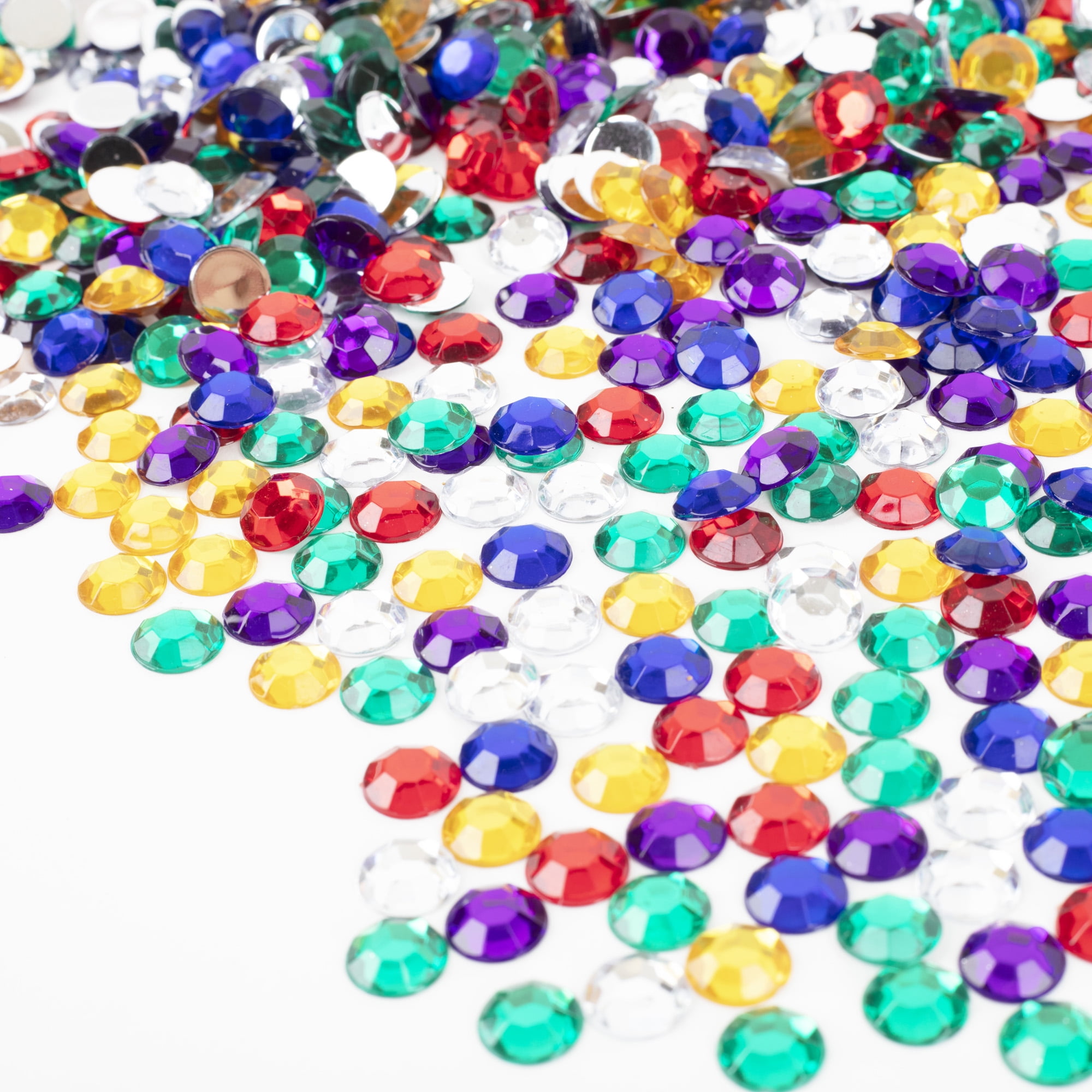 Hello Hobby Rainbow Plastic Flatback Jewels, Assorted Colors, 12 oz Tub