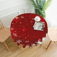 thumbnail image 2 of Christmas Tablecloth Round 70 x 70 Inch Christmas Red Round Table Cloth Polyester Fabric Xmas Winter White Red Snowflake Table Cover for Kitchen Party Picnic Outdoor Decor, 2 of 7