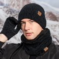 thumbnail image 2 of Conjunto de gorro, bufanda y guantes de invierno cálidos, bufanda forrada de lana resistente al viento para exteriores, conjunto de 3 piezas, 2 of 6