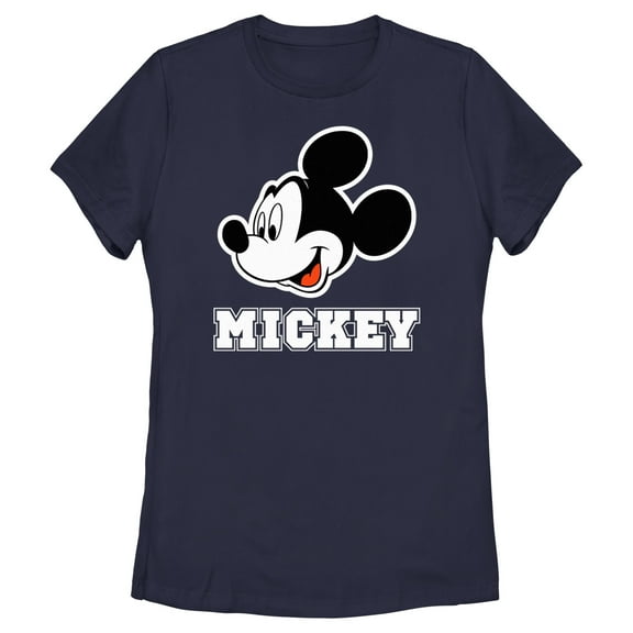 Women's Mickey & Friends Sporty Side Profile Graphic Tee Navy Blue Large