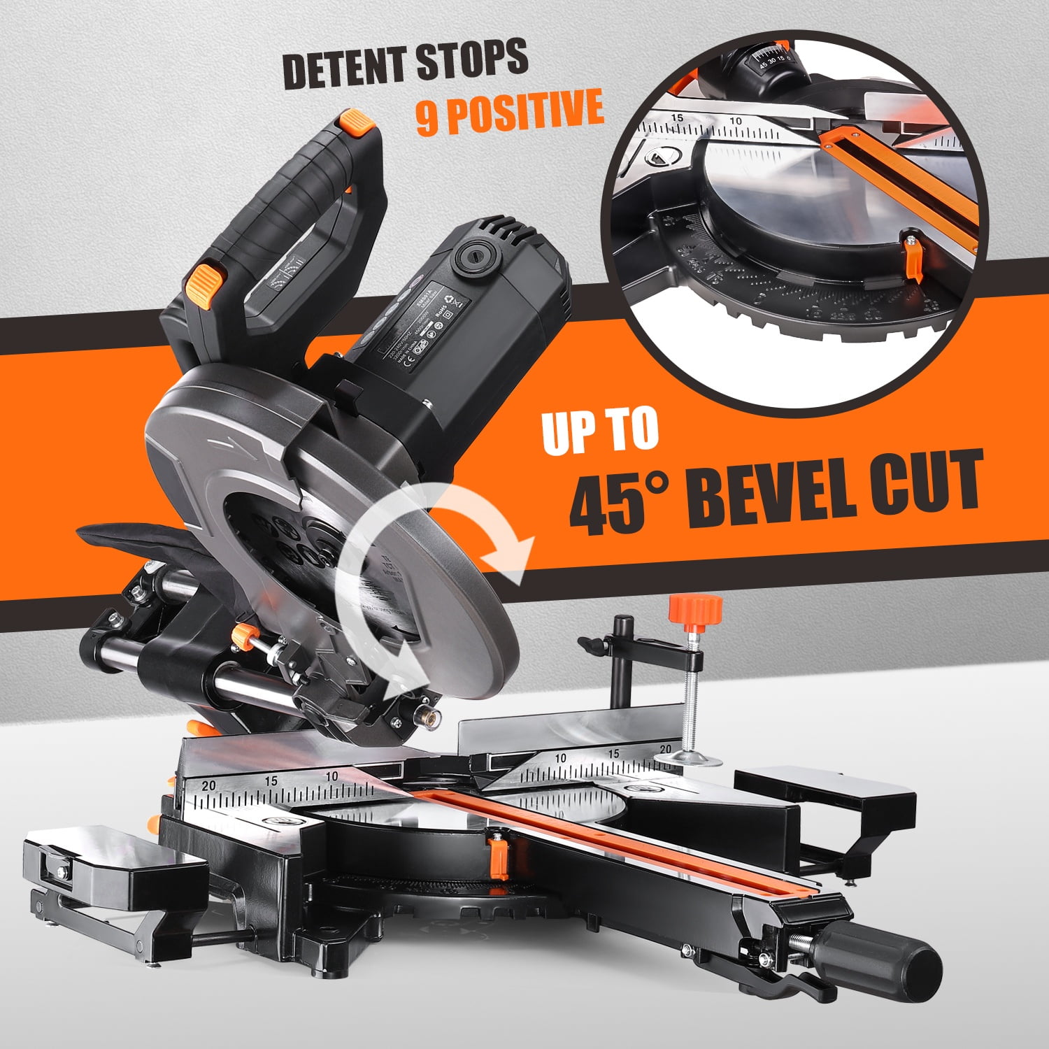 DOVAMAN 10-Inch Sliding Compound Miter Saw, 15-Amp Power Miter Saw with 3 Blades, Dual-Speed 4500/3200 RPM Sliding Miter Saw for Wood, PVC & Soft Metal, Laser Guide