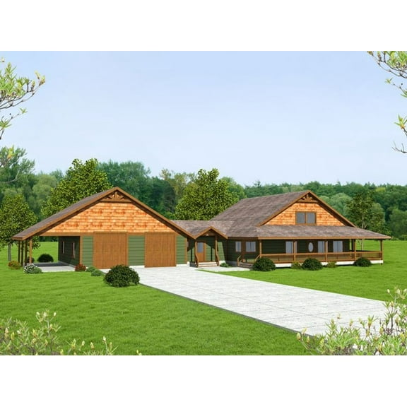 001-3382: Northwest Ranch 4 Bed, 3 Bath Luxury Home Plan, 3075 Sq Ft: Full Blueprints with License to Build by Home Plan Marketplace - Lesuto