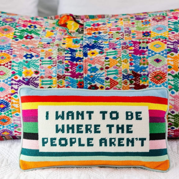 Furbish - Where The People Aren't Needlepoint Pillow