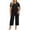 Black, variant on Vivianyo HD Women's Plus Size Set Notch Neck Short Sleeve Top and Wide Leg Crop Pants Set, Two Piece Sets for Women Casual Vacation Travel Outfit, Women's Navy, Sizes XS-5XL