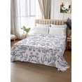 thumbnail image 3 of Twin XL Size Flat Sheet Only, Haze Blue Flower Soft Brushed Microfiber Bed Sheets, Vintage Farmhouse Boho Leaf Plant Hotel Quality Breathable Bedding Top Sheet, Easy Care, 66"x102", 3 of 9