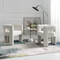thumbnail image 4 of Beige Modern Bouclé Accent Chairs, Set of 2, Fully Upholstered Minimalist Side Chairs, 4 of 13