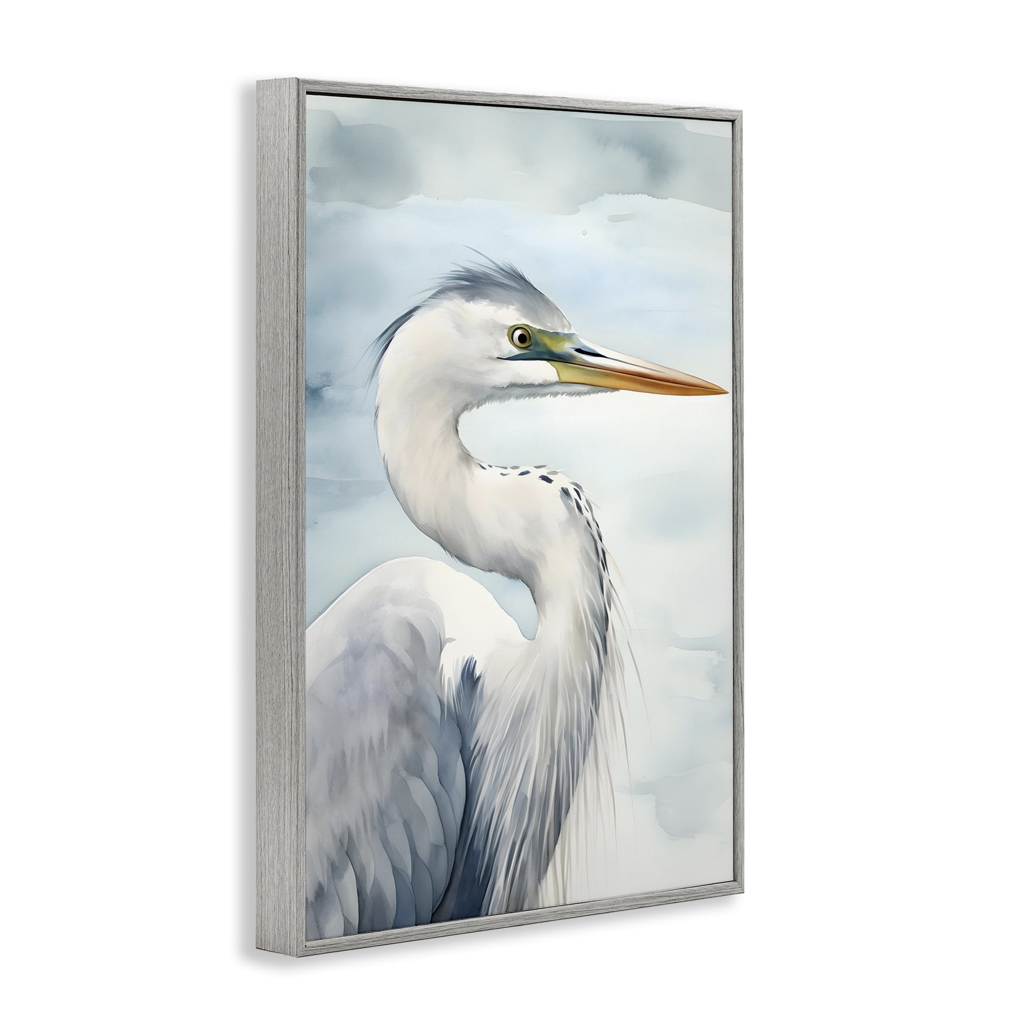 Stupell Industries Serene Beach Bird Animals & Insects Painting Gray Framed Art Print Wall Art, 20 x 30