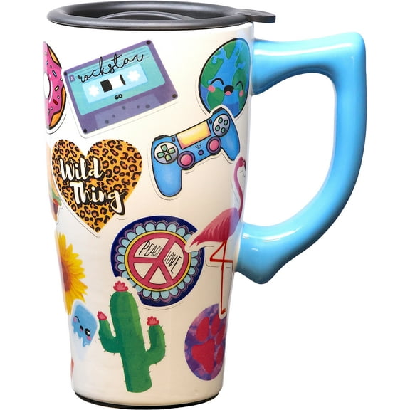 GOOD VIBES 18 OUNCE CERAMIC TRAVEL MUG