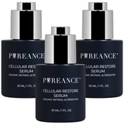 Organic Retinol Bakuchiol Serum for Face with Jojoba Oil, Sea Buckthorn, Anti Aging Collagen Booster Serum, Reduces Fine Lines & Wrinkles, by PUREANCE, 3 Bottles