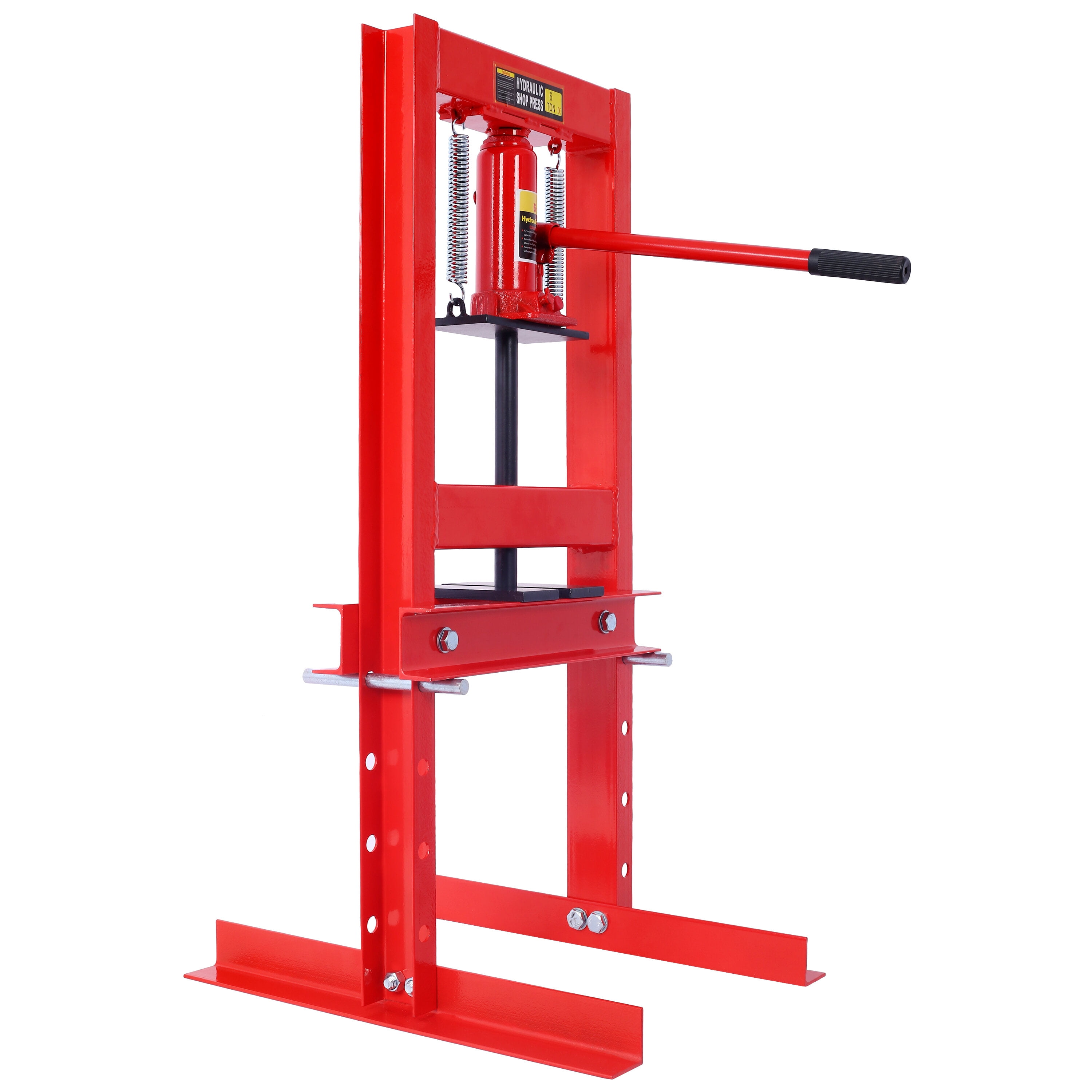, Hydraulic 6 Ton H-Frame Garage Floor Adjustable Shop Press with Plates, 6T,red, Red ,Steel ,