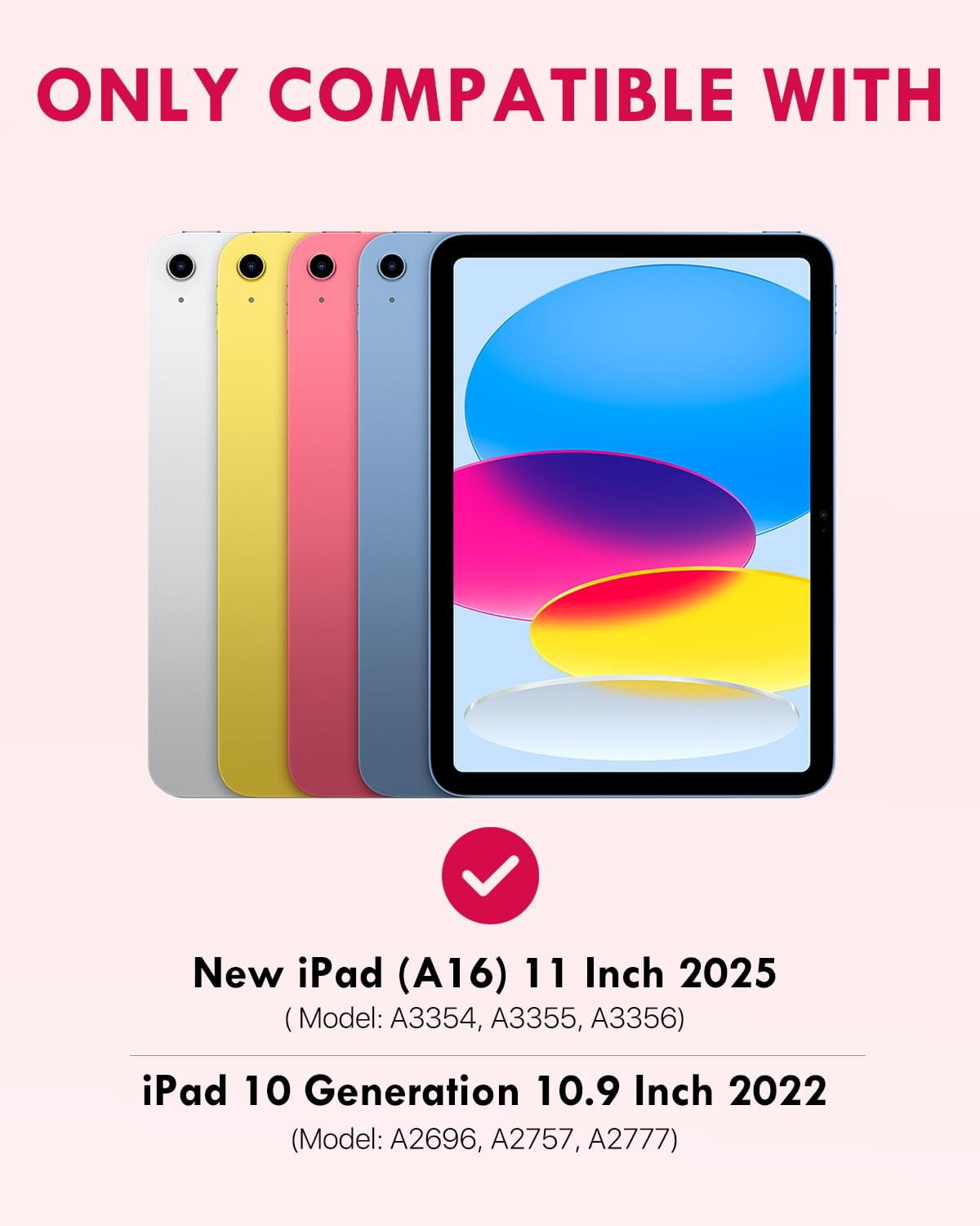 MoKo Case for iPad (A16) 11th Generation with Keyboard 11 inch 2025, iPad 10th Generation 10.9 inch Case with Pencil Holder, Multi-Angle Detachable Bluetooth Keyboard, Pink