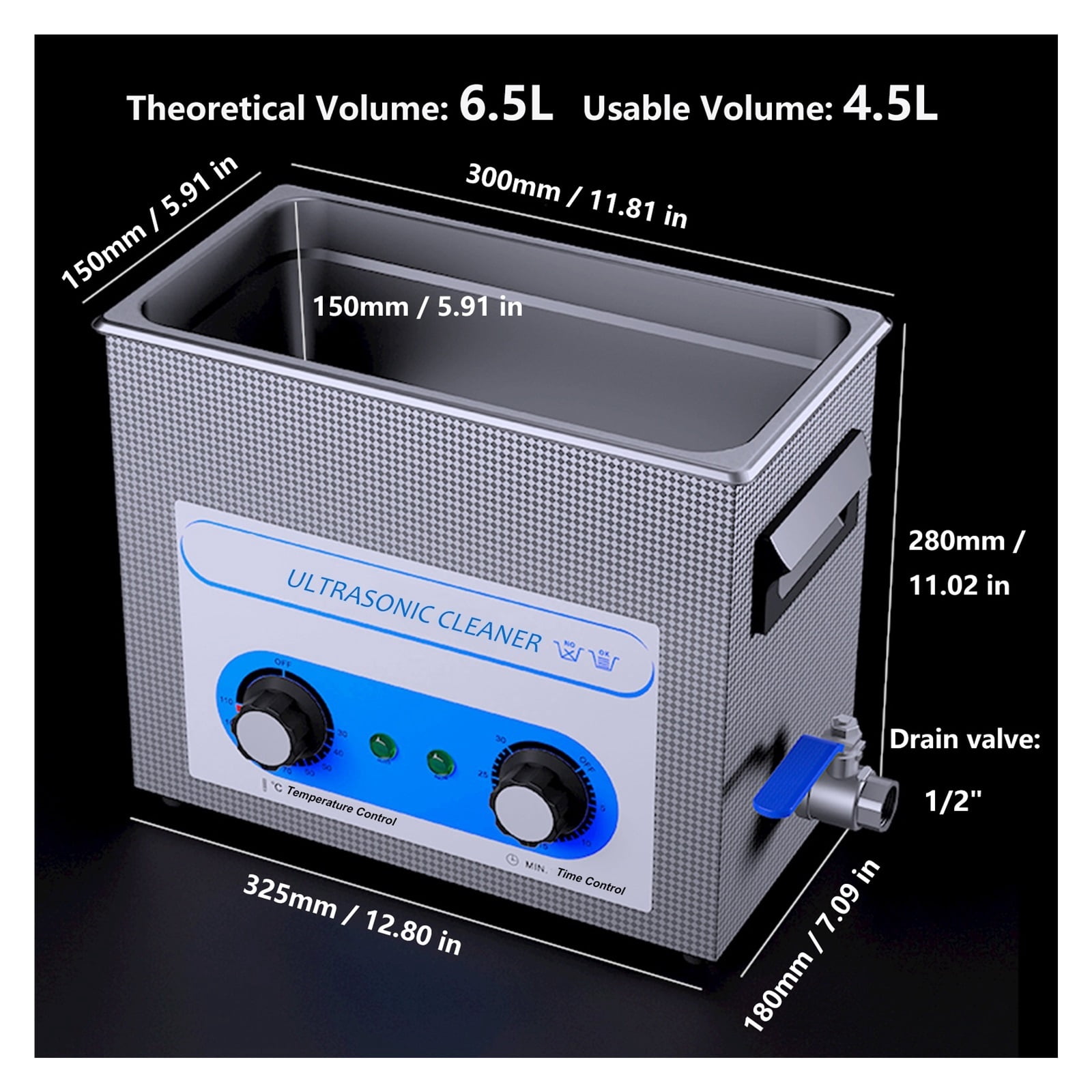 6.5L Ultrasonic Cleaner 40kH Ultrasonic Cleaning Machine Heated Ultra Cleaner Machine for Carburetor Engine Parts