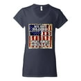 thumbnail image 3 of By His Blood We Are Healed Inspirational/Christian Women's Standard V-Neck Tee, Navy, Small, 3 of 5
