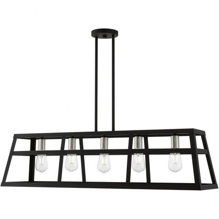 

5 Light Linear Chandelier in Transitional Style-17 inches Tall and 10 inches Wide-Black/Brushed Nickel Finish Bailey Street Home 218-Bel-4829385