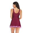 thumbnail image 3 of Womens Swimsuits Plus Size Conservative Geometric Print One Piece,Red,5XL, 3 of 4