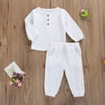 thumbnail image 2 of Qiylii Newborn Baby Clothes Set Long Sleeve Button Tops+Drawstring Long Pants, 2 of 8