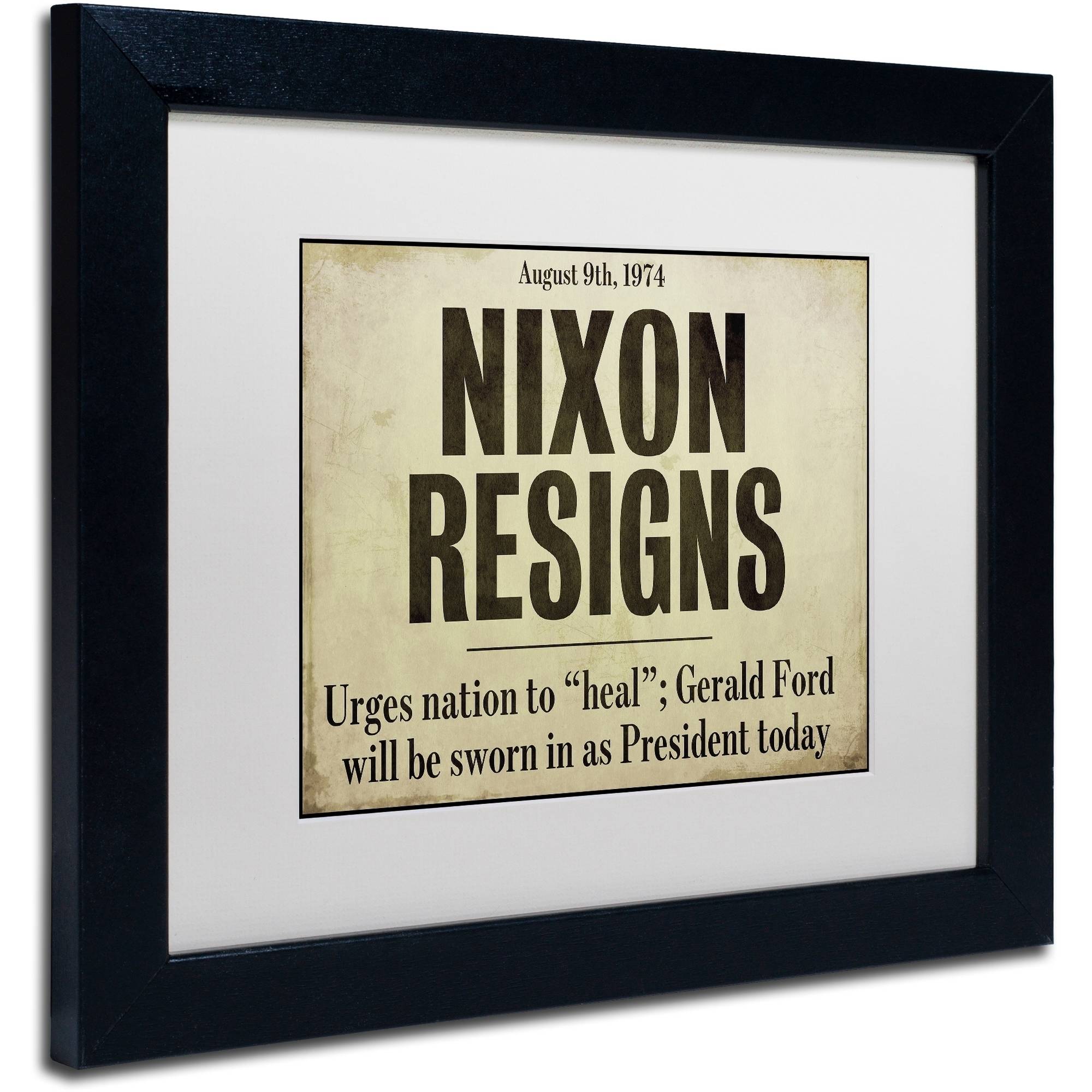 Trademark Fine Art "Nixon" Canvas Art by Color Bakery White Matte, Black Frame