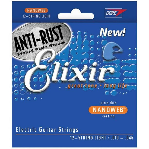 Elixir 12450U Nanoweb AntiRust 12String Light Electric Guitar Strings Set