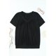 thumbnail image 1 of ABPHQTO Top de manga corta fruncido con cuello en V negro para mujer, 1 of 5