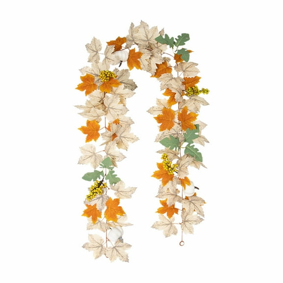 6 Ft Fall Garland - Leaves Mantle Garland with Pumpkins Berries Pinecones Lifelike Outdoor Thanksgiving Halloween Autumn Decorations for Home Door Fireplace Porch Harlik