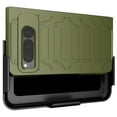 thumbnail image 6 of Case with Clip for Google Pixel Fold (2023), Nakedcellphone Rugged Phone Cover and [Rotating Ratchet] Belt Hip Holster Holder View Stand Combo - Olive OD Green, 6 of 10