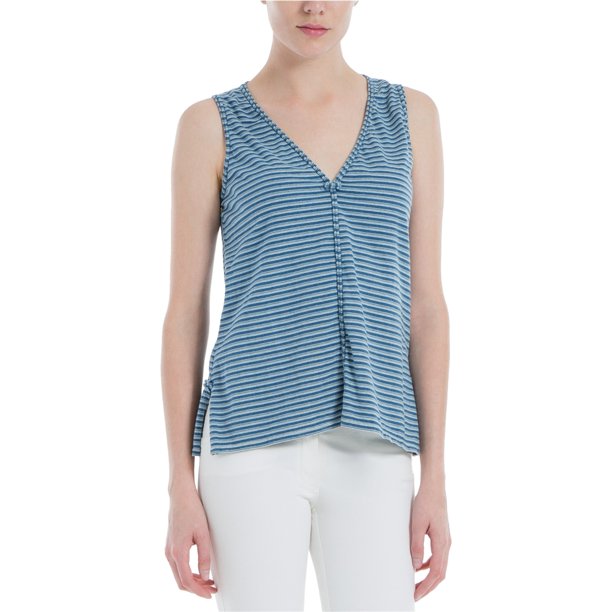 Camiseta sin mangas a rayas Max Studio London para mujer azul mediana