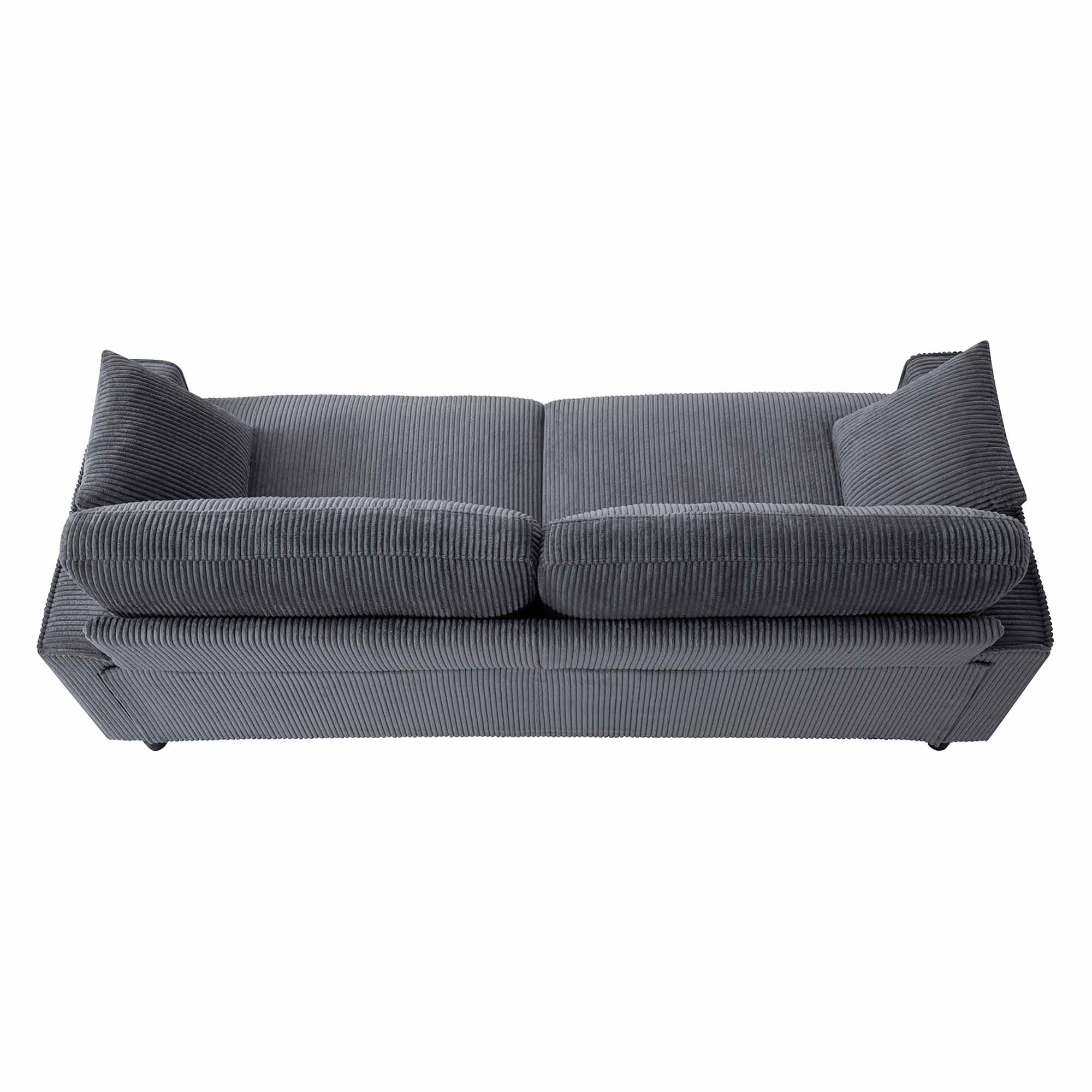 Lunale 82" Modern 3-Seater Sofa, Corduroy Upholstered Couch for Living Room, Gray