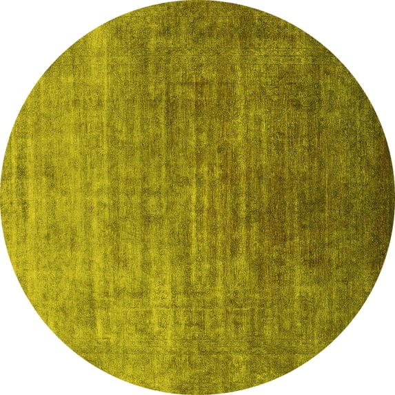 Ahgly Company Machine Washable Indoor Round Persian Yellow Bohemian Area Rugs, 6' Round