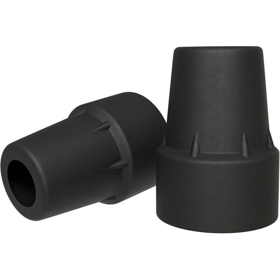 Cane Tips – 2-Pack 3/4" Heavy-Duty Rubber Replacement Tips – Durable, Non-Slip Walking Stick, Crutch, and Walker Tips – Black
