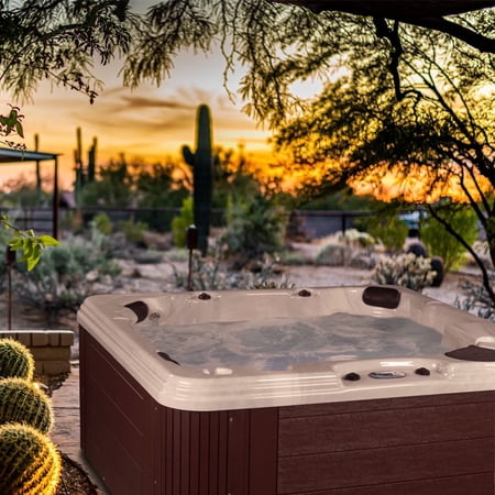 Ohana Restore LS Hot Tub Spa, 6 person, 50 Jets, Multi-Colored LED Light, Espresso.