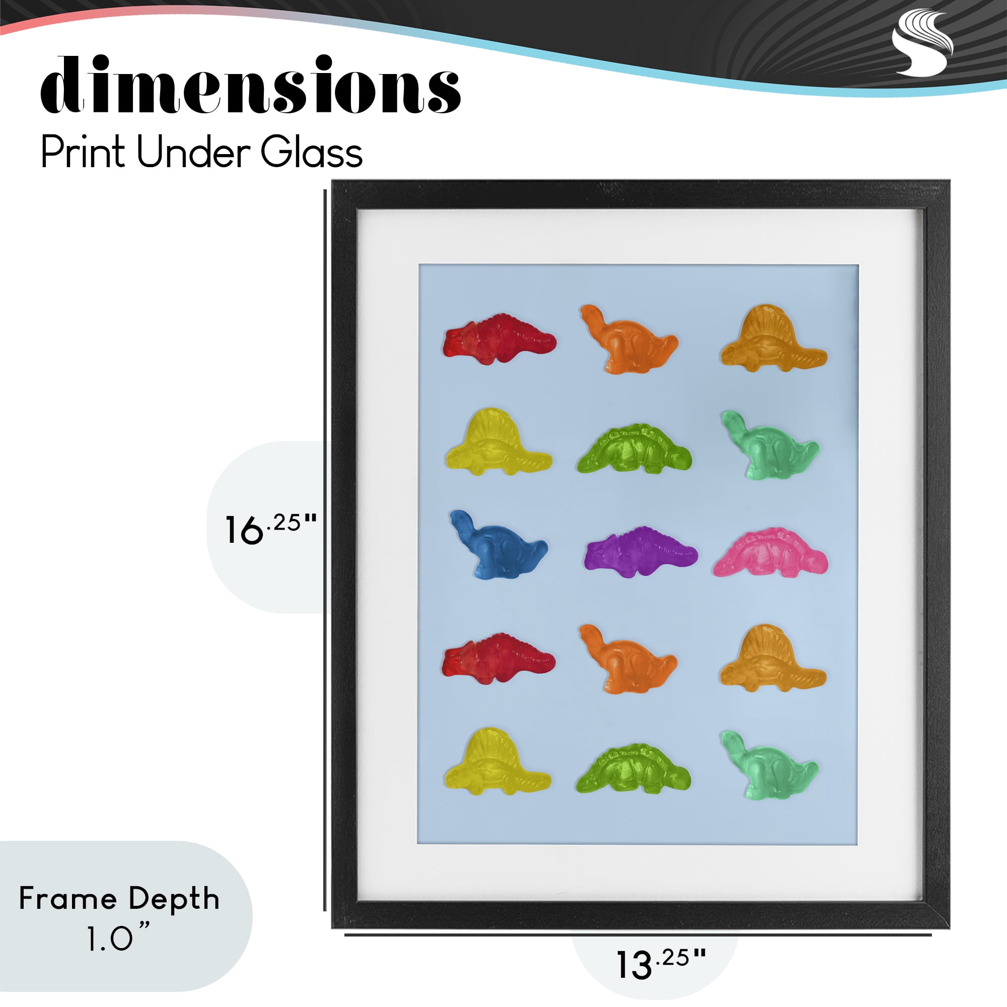 Stupell Industries Colorful Dinosaur Candies Black Framed Print Under Glass, design by LISH Creative
