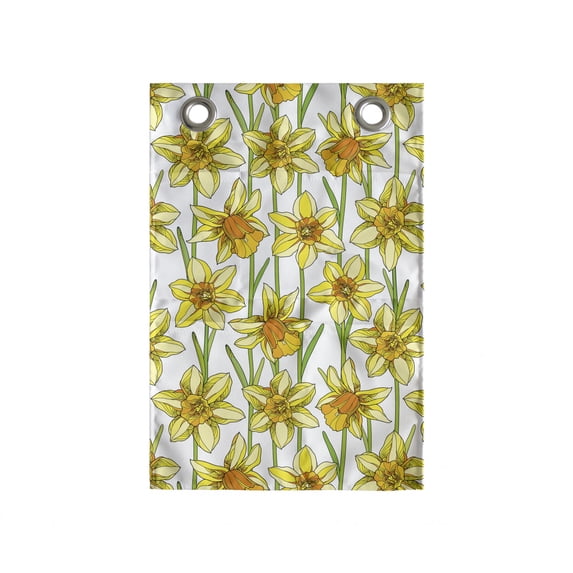 Floral Hanging Pocket Organizer, Daffodil Bouquets Blossom Branches Field Summer Foliage Perennial, Printed Polyester Storage Bag with Pockets, 14" x 20", Yellow Apricot and Green