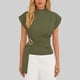 thumbnail image 2 of Camisas de Manga Corta para las Mujeres Casual V-Cuello Plegado Vendaje Suéter Blusa, Ligero Top de Verano, 2 of 6