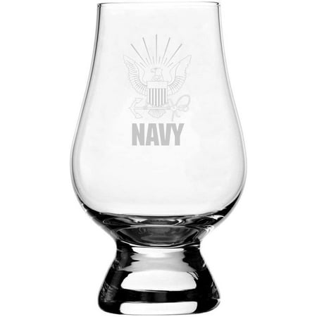 

United States Navy Etched Glencairn Crystal Whisky Glass