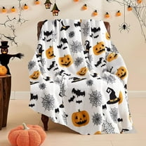 Halloween Throw Blanket - Flannel Ghost Pumpkin Bed Cover Seasonal Decor Gift for Horror Movie Fans Cozy Accent(B)
