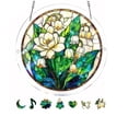 thumbnail image 2 of Darzheoy Stained Glass Window Hanging,Colorful Acrylic flowes Jigsaw Puzzles,Flowers of The Valley Suncatchers for Windows,Home Decor Gift for Puzzle Lovers or for Mother’s Day, 2 of 5