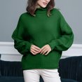 thumbnail image 2 of Lovskoo Sweaters for Women Long Sleeve Solid Color Crewneck Mock Neck Pullover Knit Jumper Tops Casual Sweater Green, 2 of 5