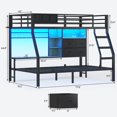 thumbnail image 2 of Bunk Bed Twin Over Twin with 4 Storage Drawers & Shelves & Bedside Caddy, Bunk Beds Twin Metal Loft Bed with Led Lights and Charging Station,with 13.4"Guardrail & Ladder, Black, 2 of 9