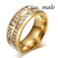 thumbnail image 1 of Elegant Stainless Steel Double Row Zircon Ring for Engagement and Wedding - Perfect for Fashionable and Romantic Women, 1 of 4