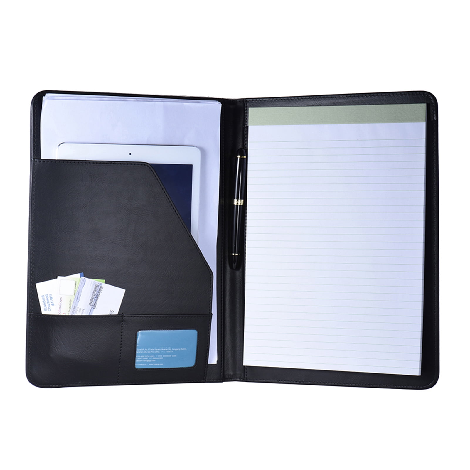 Abody Multifunctional Business Portfolio Padfolio Folder Document Case Organizer A4 PU Leather with Business Card Holder Memo Note Pad